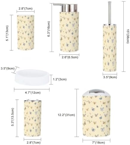 Boho Yellow Bathroom Accessory Set of 6 Pieces