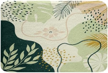 Feelyou Bohemian Bathroom Rug Green Abstract 16x24 Inch