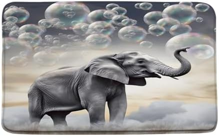 Cute Elephant Bath Mat with Bubbles Pattern