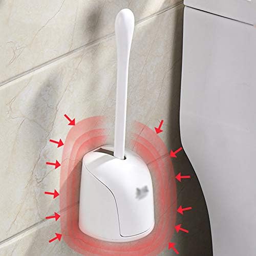 Dual-Purpose Toilet Brush with Holder Soft Bristles Wall Floor Mount