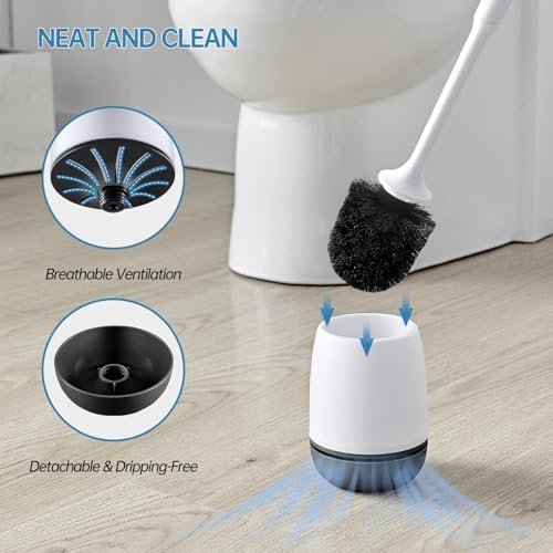 VANZAVANZU Toilet Brush with Holder Set for Deep Cleaning