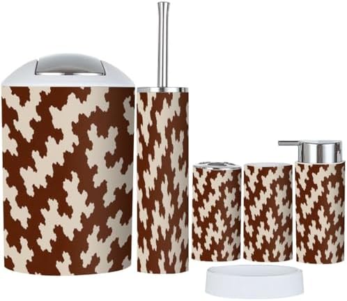 Boho Cow Leather Bathroom Accessory Set 6 Piece