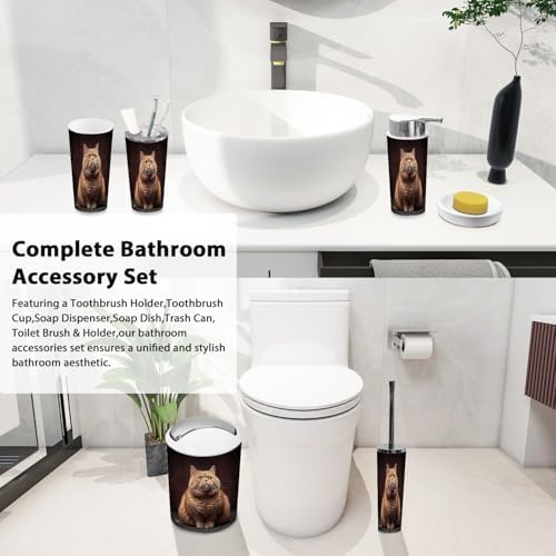 Boho Bathroom Accessory Set 6 Pieces with Trash Can and Toothbrush Holder