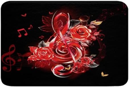 Jejeloiu Red Music Note Bathroom Rug 20x32