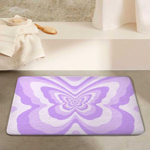 YDIDIAN Abstract Purple Butterfly Bath Mat 17X29IN 1