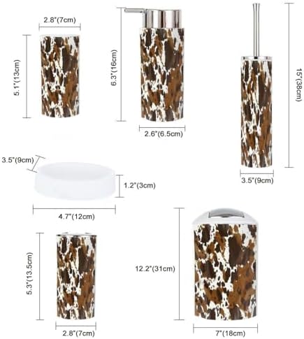 Boho Cow Leather Bathroom Accessory Set of 6