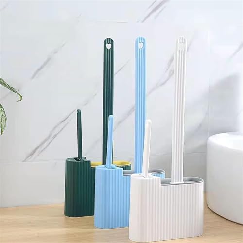 Stylish Toilet Brush with Holder Set - Green