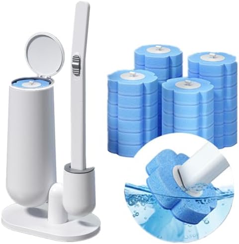 KAHIOE Automatic Toilet Brush with 24PCS Refills and Holder