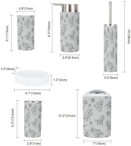 Boho Triceratops Bathroom Accessory Set 6 Piece