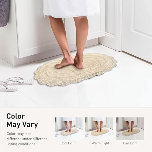 Chardin home Ivory Crochet Bathrug 17x24 Inch