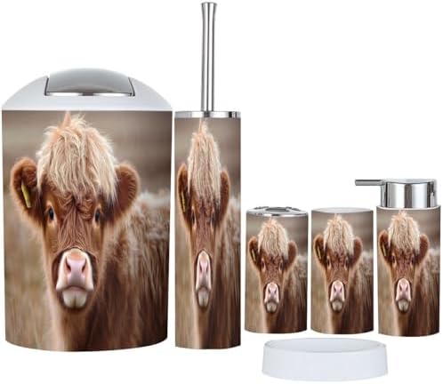 Boho Trash Can Set 6 Pieces Modern Bathroom Accessories