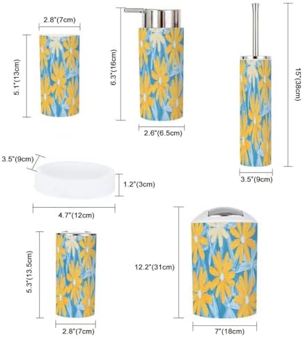 Boho Floral Bathroom Accessory Set 6 Piece