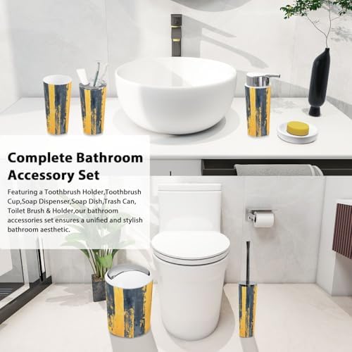 Bathroom Accessory Set 6 Piece Boho Gold Distressed Texture