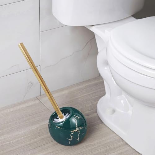 Green Marble Toilet Brush Holder with 2 Brushes