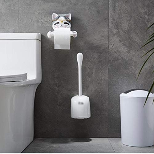 Dual-Purpose Toilet Brush with Holder Soft Bristles Wall Floor Mount