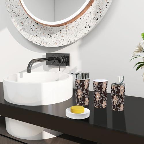 Boho Floral Print Bathroom Accessory Set 6 Piece 1
