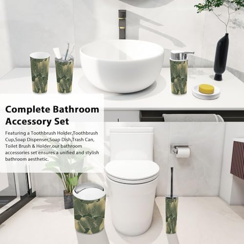 TRANQDEHOM 6-Piece Boho Foliage Bathroom Accessory Set