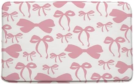 Pink Bow Bath Rug 16x24 Inch Microfiber Memory Foam