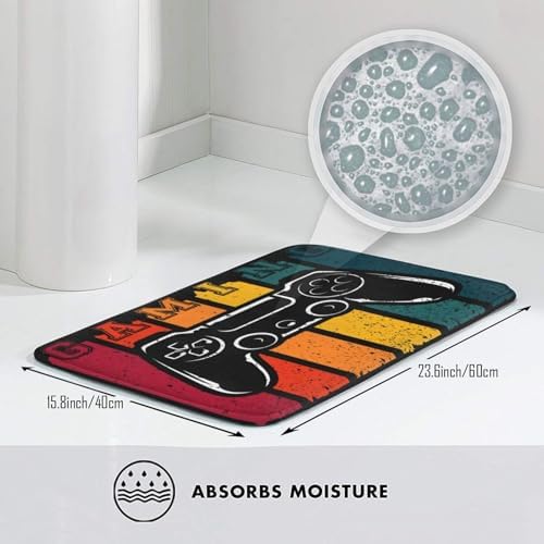 Gaming Retro Bath Mat Non-Slip Microfiber 24x16 1