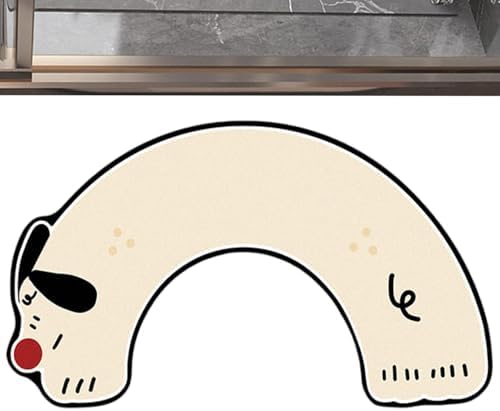 Water Absorption U-Shaped Bath Mat with Cute Dachshund Pattern