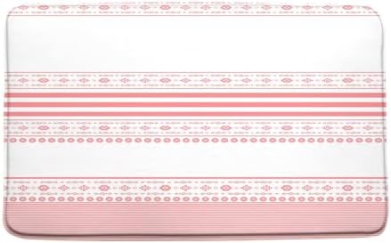 JWJAMM Pink White Striped Bath Mat 16x24 Inch