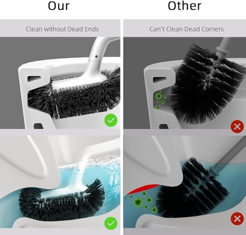 HAMITOR Toilet Brush Holder Set - 2 Pack Modern White Design