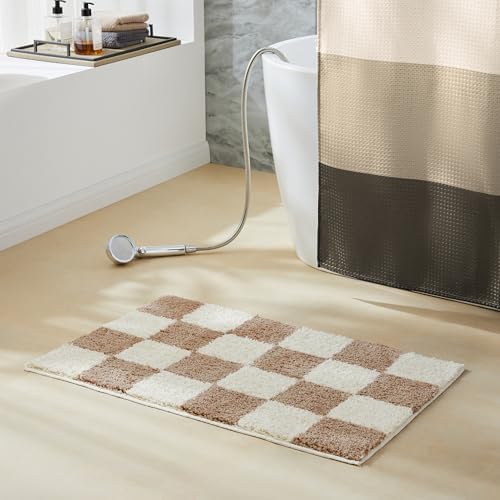 Ohocut Luxury Microfiber Checkered Bath Rug 26x16