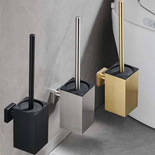 Stainless Steel Toilet Brush with Wall Mount Holder - Space Saving and Durable
