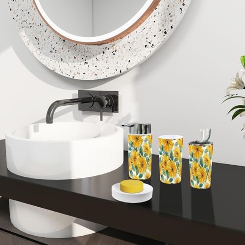 Boho Sunflower Bathroom Accessory Set 6 Piece 1