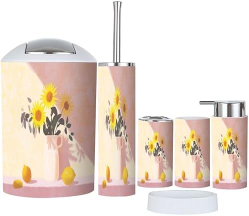 Boho Bathroom Accessory Set 6 Piece Modern Design 1