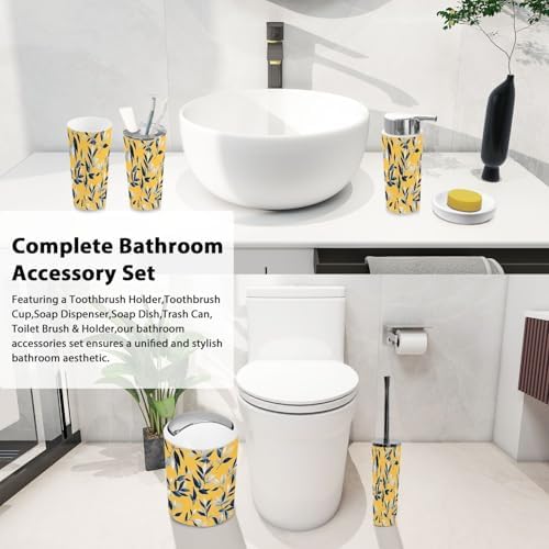 Boho Blue Grey Bathroom Accessory Set 6 Piece