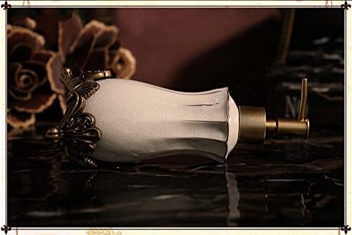 SAFWE Liquid Soap Dispenser with Ice Crack Ceramics and Antique Gold Pump