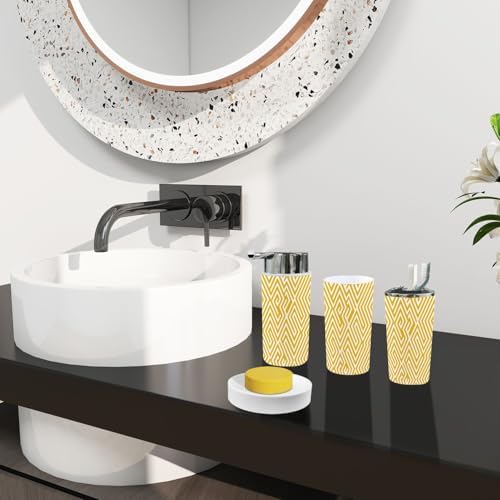 Boho Abstract Geometric Bathroom Accessory Set 6 Pieces