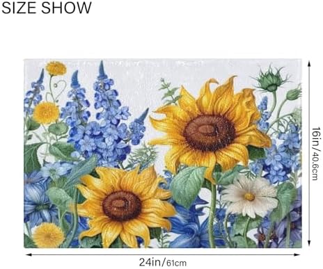 YETTASBIN Sunflower Rectangle Bath Mat Set 1
