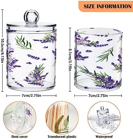 YETTASBIN Lavender Clear Plastic Apothecary Jars 2 Pack