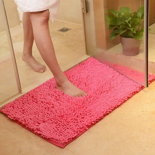 JAIJY Rose Plush Chenille Bath Rug 13x19