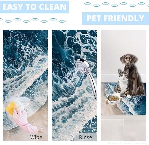 Palettease Bathroom Mat Rug with Ocean Sea Wave Pattern 17x24 in