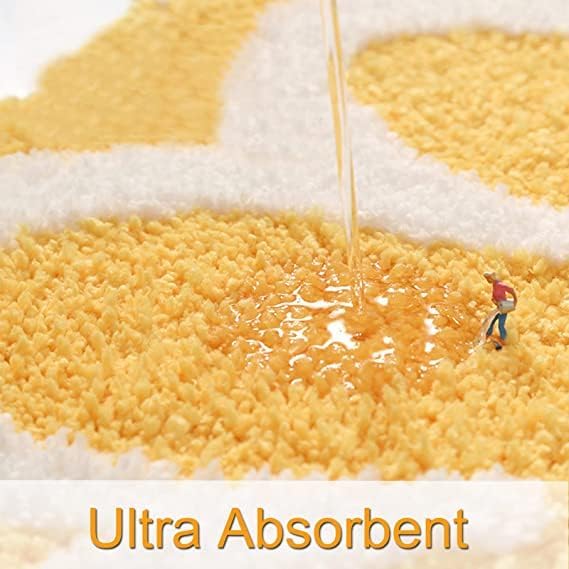 Benemall Cute Bath Flower Non-Slip Rug - Yellow Low Pile
