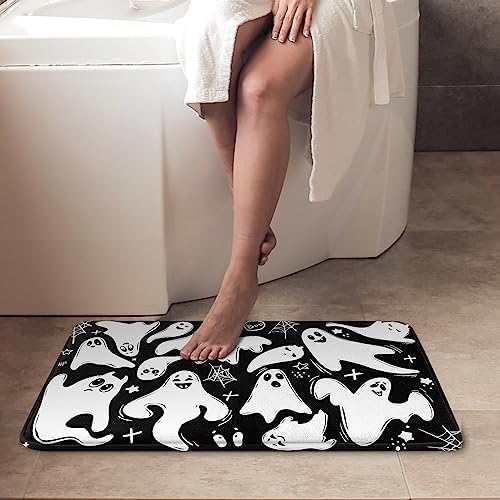 Britimes Halloween Bath Mat 16x24 Inches Black White Ghost