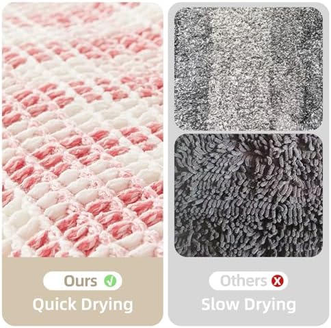 TYUU Waffle Runner Rug 72x24 Pink White