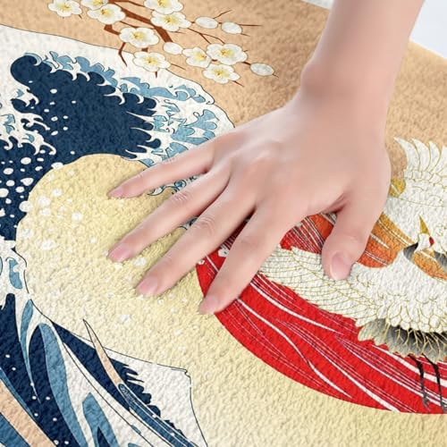 Feelyou Japanese Wave Bath Rug 20x32 Cherry Blossom Design