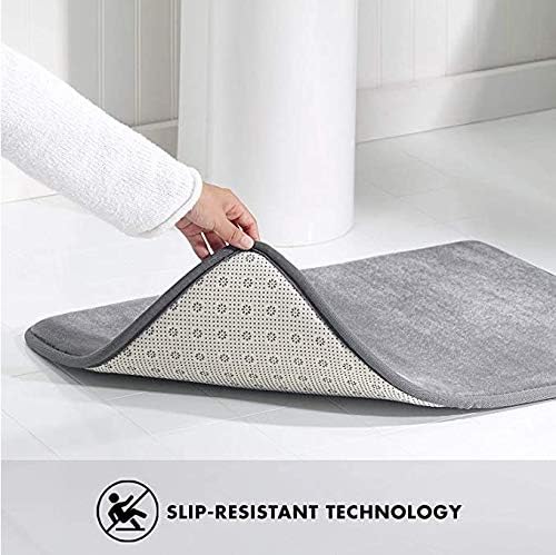 LONSANT Rustic Grey Floral Bath Rug Non-Slip Farm Style Mat