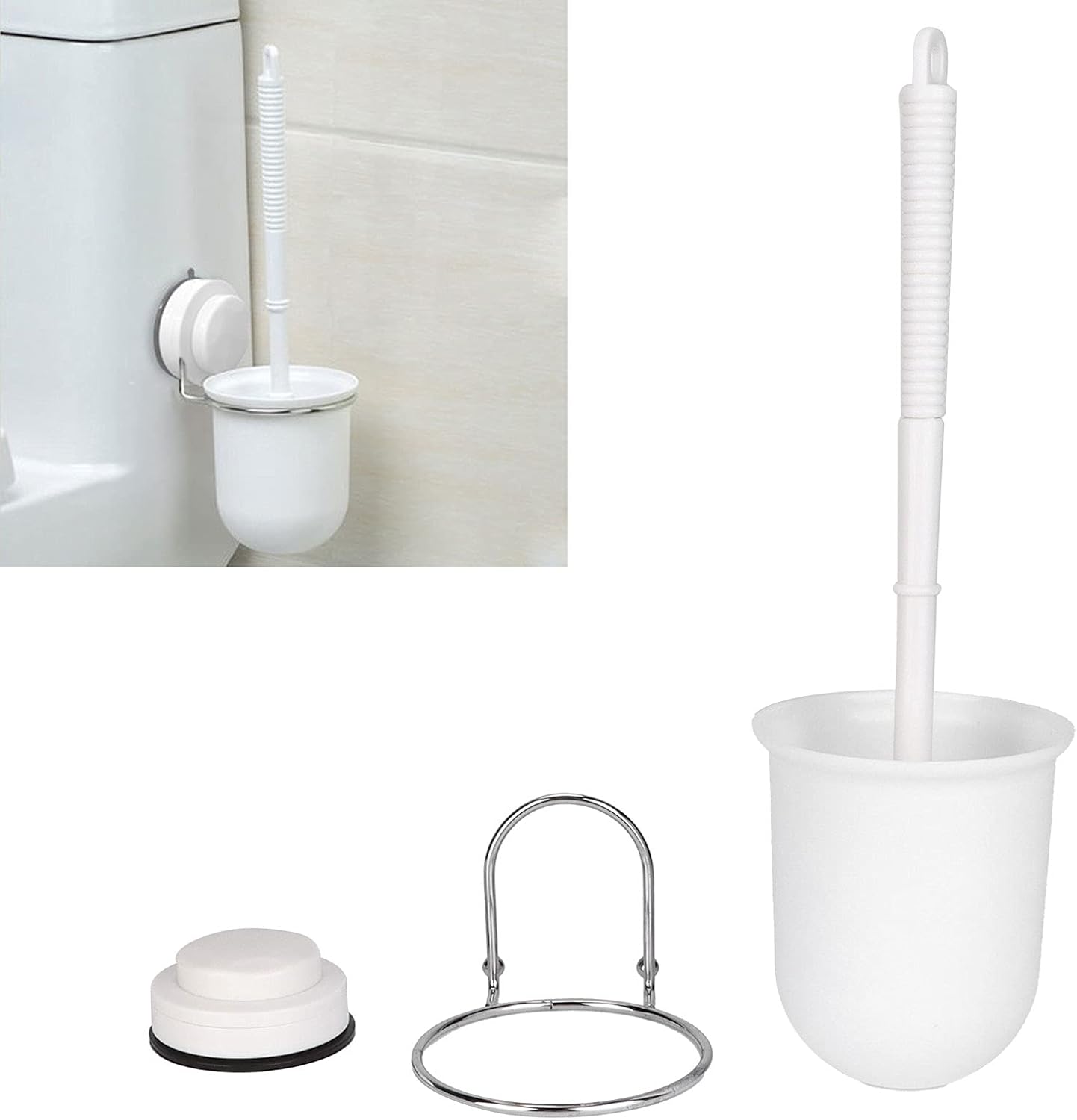 Hilitand Suction Cup Toilet Brush Set with Wall Mount Holder