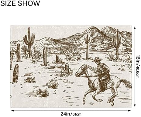 Western Cowboy Bath Rug Mat - Non-Slip Quick Dry 16x24 in