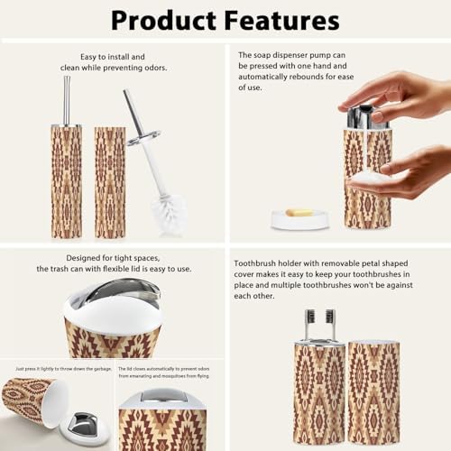 Boho Geometric Bathroom Accessory Set 6 Piece 1