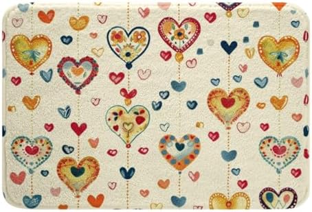 Feelyou Heart Bath Mat 16x24 Inch Modern Rug for Bathroom