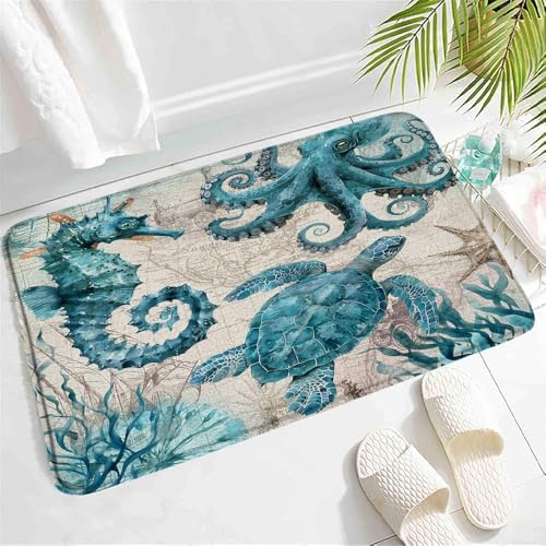 Turtle Bath Mat with Non-Slip Backing