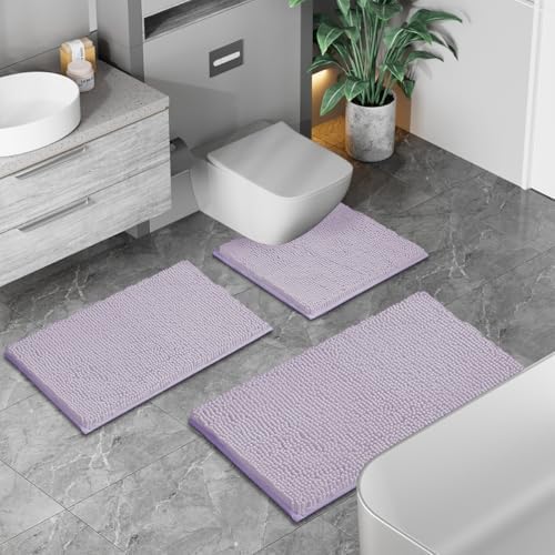 RUN HELIX Chenille Bath Rug Set 2 Pieces Lavender