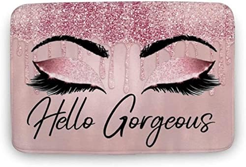Pink Eyelashes Hello Gorgeous Bath Mat 16x24 Inch