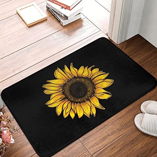 Sunflower Pattern Bathroom Rug with Non-Slip Back